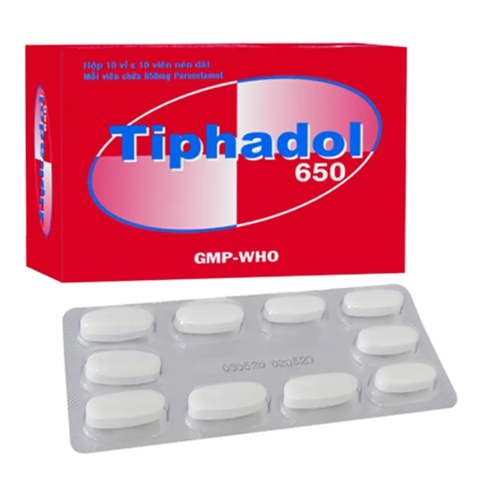 Tiphadol 650 Tipharco 10 vỉ x 10 viên