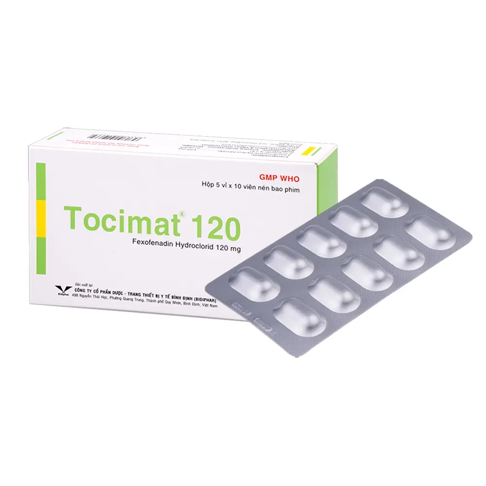 Tocimat 120 (Fexofenadin 120 mg) Bidiphar 5 vỉ x 10 viên