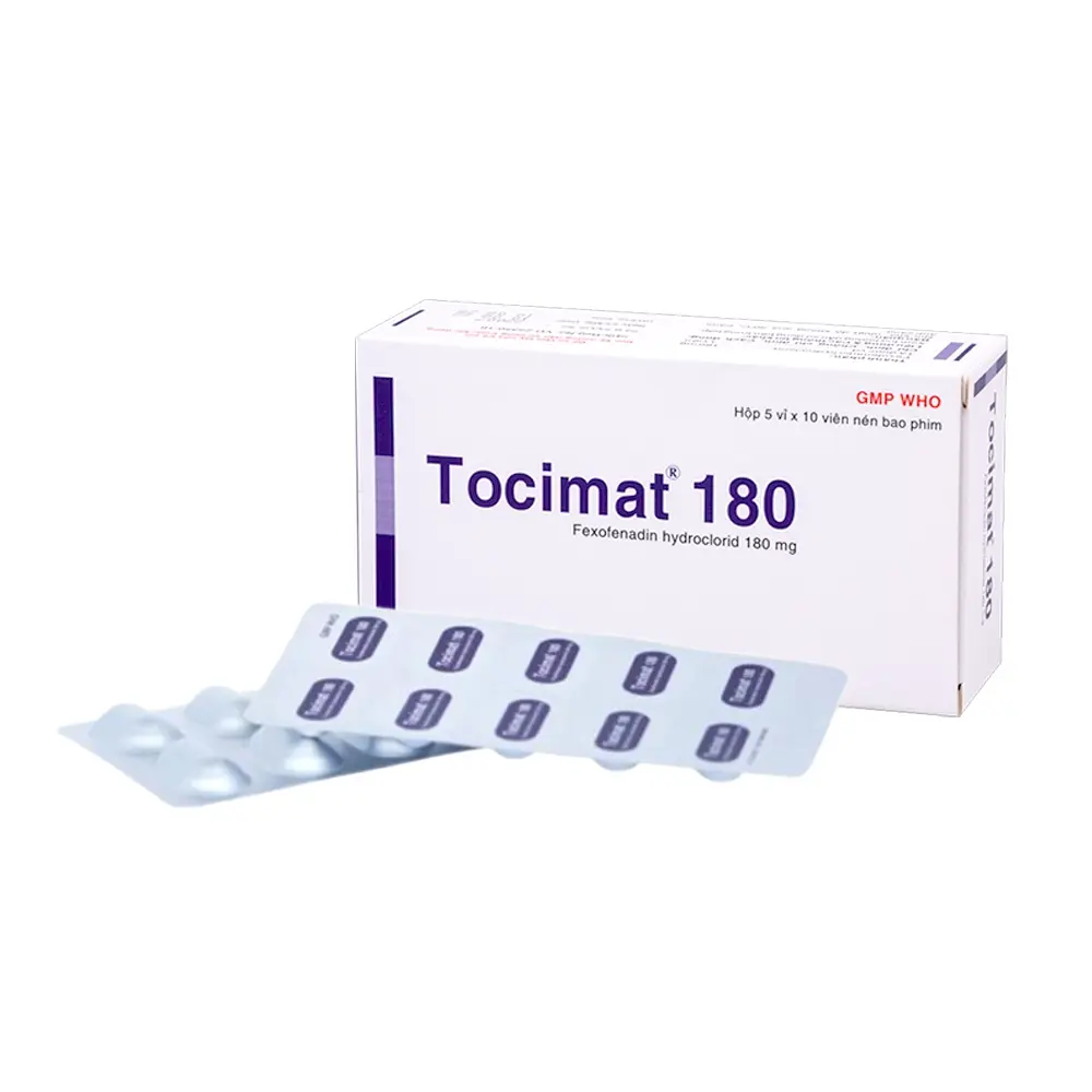Tocimat 180 (Fexofenadin 180 mg) Bidiphar 5 vỉ x 10 viên