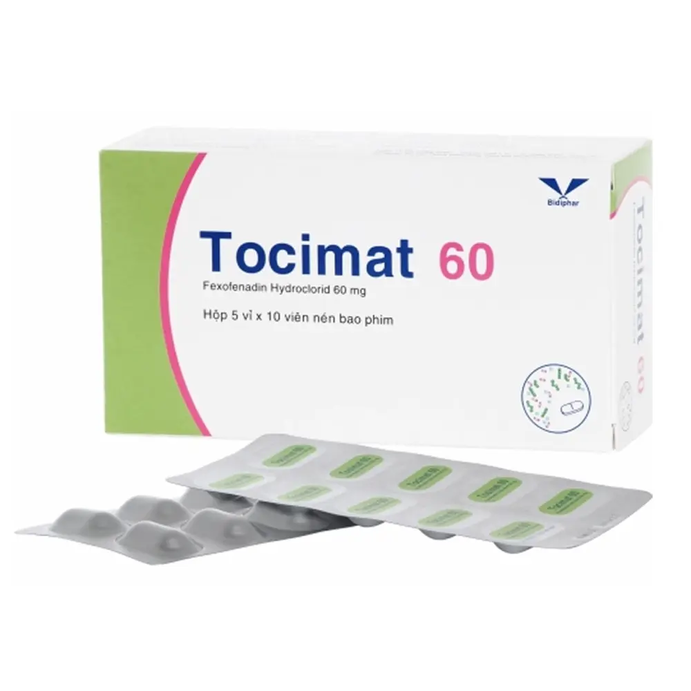 Tocimat 60 (Fexofenadin 60 mg) Bidiphar 5 vỉ x 10 viên