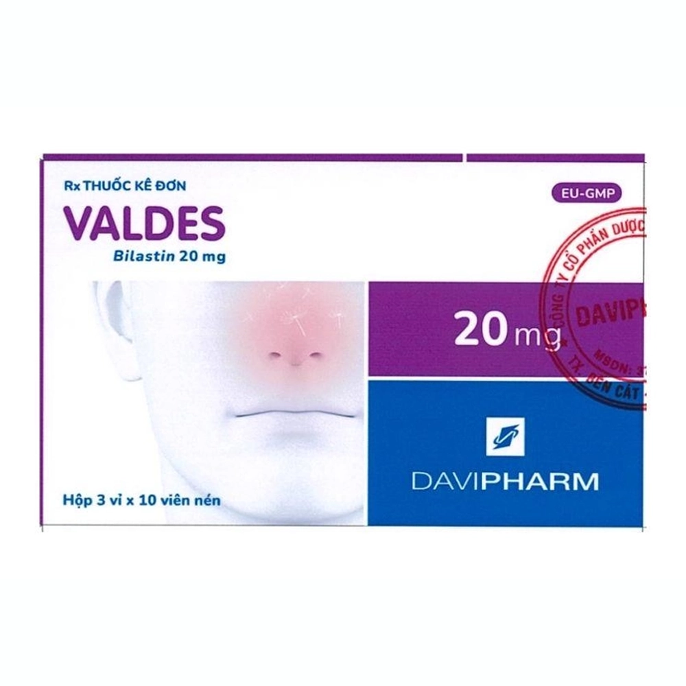 Valdes 20mg (Bilastine 20mg) DaViPharm 3 vỉ x 10 viên