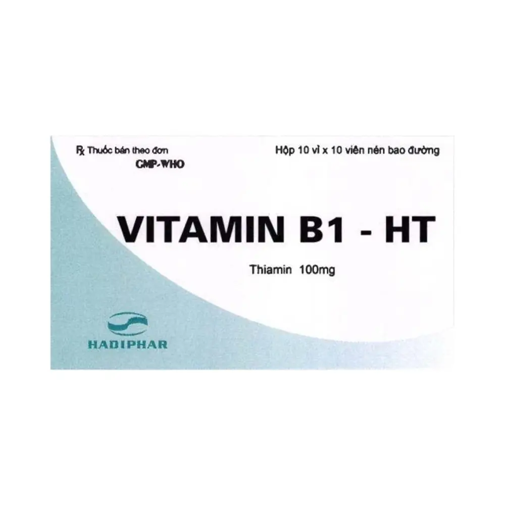 Vitamin B1-HT (Thiamin Mononitrat 100mg) Hadiphar 10 vỉ x 10 viên