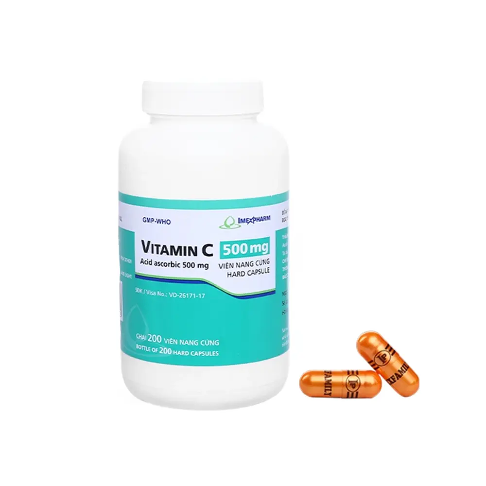 Vitamin C 500 (Acid Ascorbic 500 mg) Imexpharm chai 200 viên