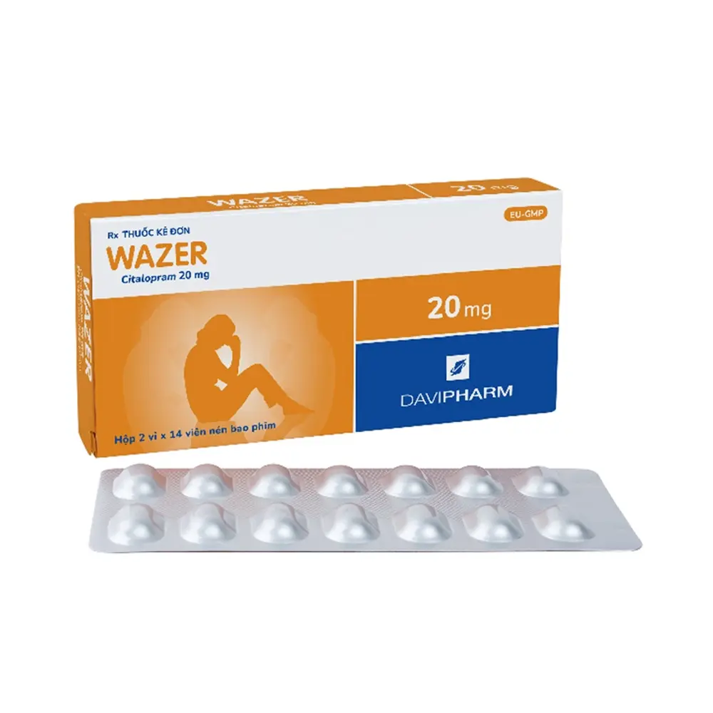 Wazer 20 (Citalopram 20 mg) Davipharm 2 vỉ x 14 viên